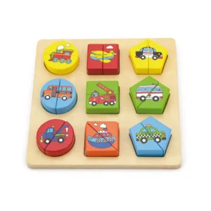 Viga Wooden Cars Shapes Puzzle