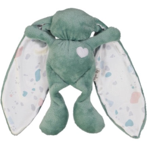 Tiger-Lily Duck Egg Fleece Cuddle Bunny with Print Ears