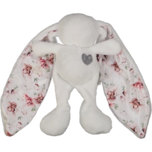 Tiger-Lily White Fleece Cuddle Bunny with Print Ears